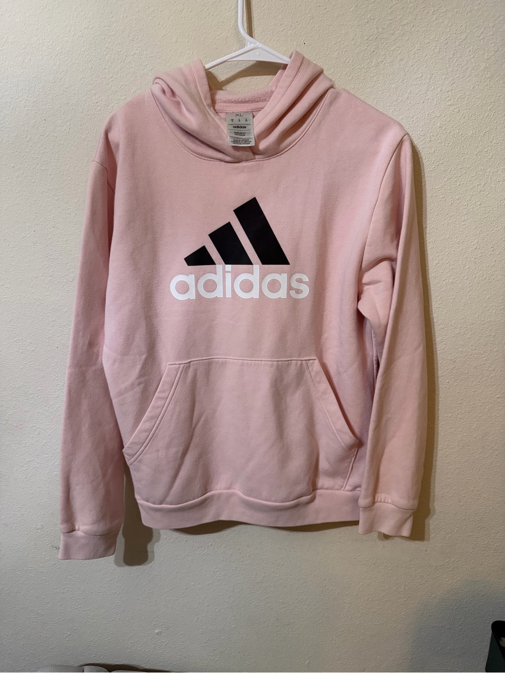 adidas Light Pink Crewneck Hoodie with Black Logo
